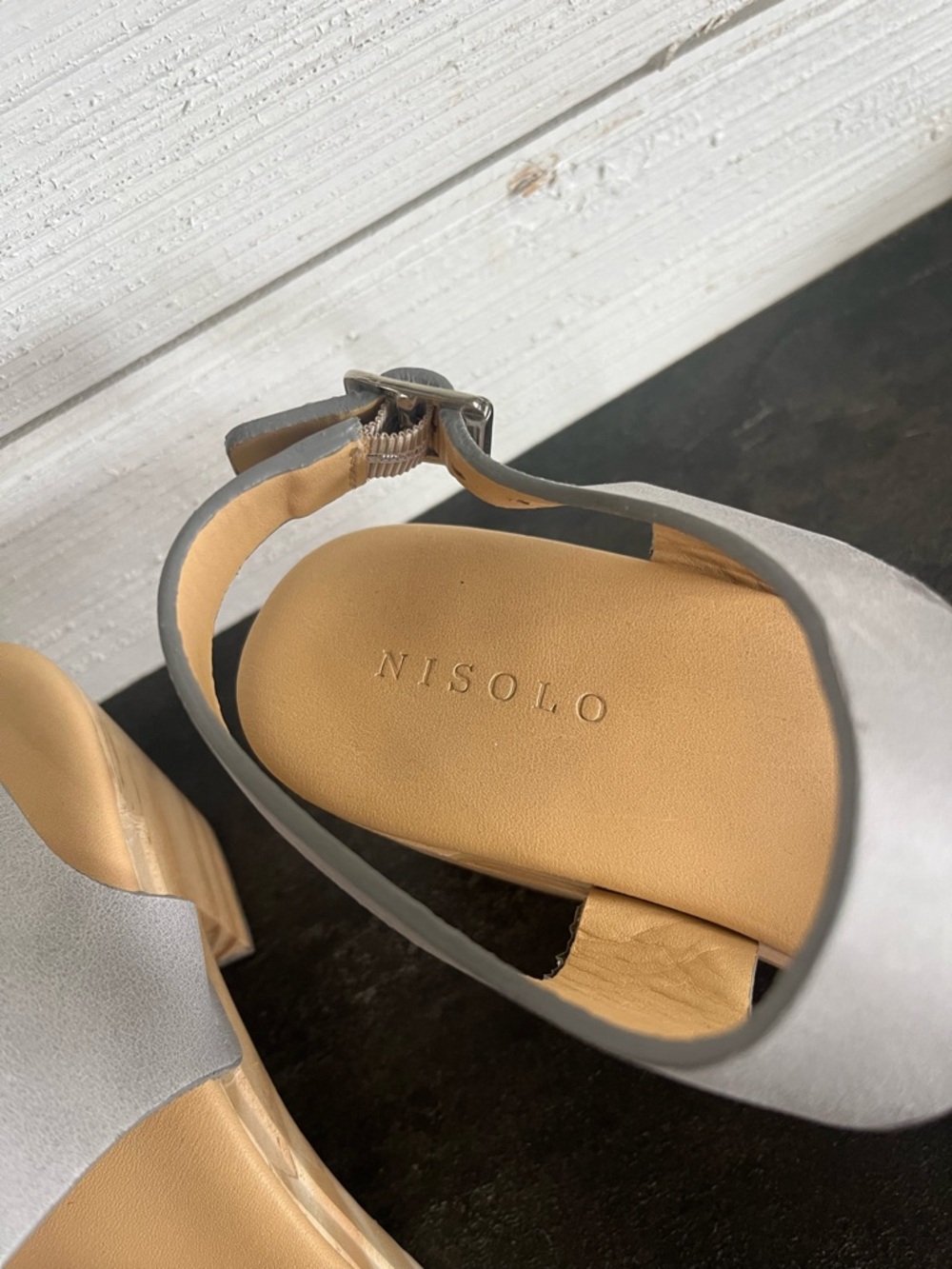 Nisolo All-Day Open Toe Clog Sky Grey size 7.5 women’s shoes sandals anthro - Picture 11 of 16